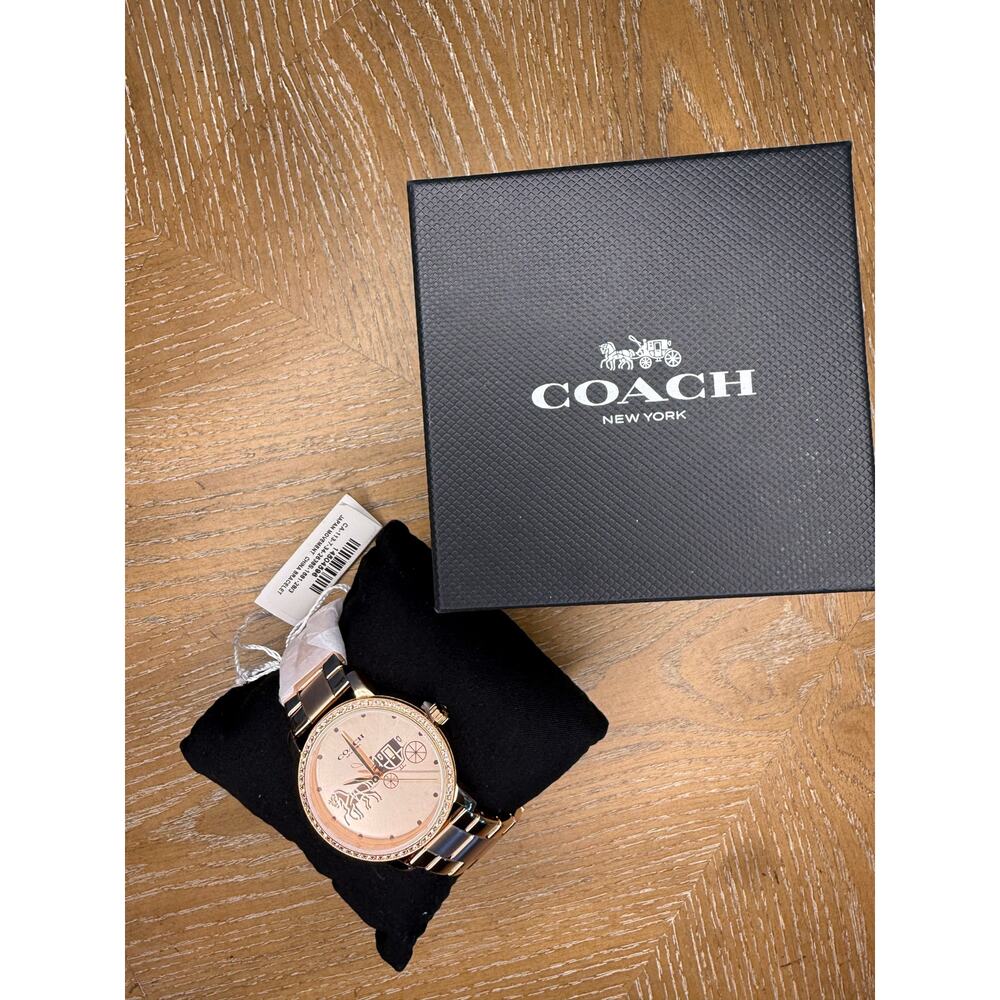 Coach Rose Gold Crystal Bezel Watch | New With Box | Luxury Gift - Picture 2 of 5